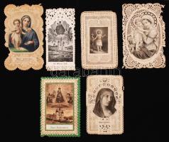 cca 1900 Csipke szentkép, különböző méretben és minőségben, 6db