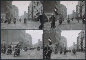 cca 1950 Motoros felvonulás Budapesten, vélhetően versenyzők, Rózsa György fotóriporter hagyatékában...