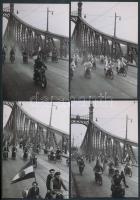 cca 1950 Motoros felvonulás Budapesten, vélhetően versenyzők, Rózsa György fotóriporter hagyatékában...
