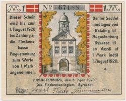Dánia / Augustenburg 1920. 1M szükségpénz T:II Denmark / Augustenburg 1920. 1 Mark necessity note C:XF