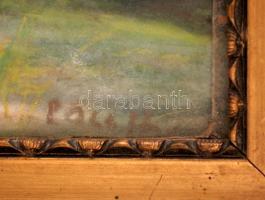 Poll jelzéssel: Ház. Vegyes technika, papír, üvegezett keretben, foltos, 30×42 cm