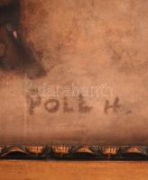 Poll jelzéssel: Enteriőr. Vegyes technika, papír, fa keretben, foltos, 30×42 cm