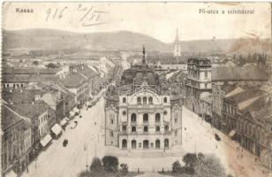 Kassa, Fő utca / main street - 3 db régi képeslap / 3 old postcards