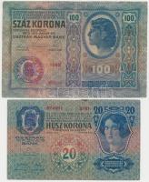 1912. 100K + 1913. 20K + 1915. 10K + 1917. 2K mindegyik "Szolnok-Doboka Vármegye - Lápospataka község 1910" felülbélyegzéssel T:III,III-