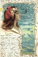 Egypten, lady, Art Nouveau, O.W.H. Dep. 1079. litho (EK)