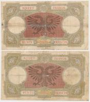 Albánia / Olasz megszállás 1939. 20Fr (2x) T:III-,IV egyik ragaszott
Albania / Italian occupation 1...