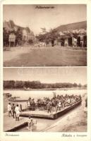 Mindszent, átkelés a kompon, Pallavicini tér, üzlet; Horváth Antalné könyv- és papírkereskedő kiadása