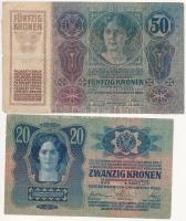 1913. 20K + 1914. 50K mindkettő Szerb-Horvát-Szlovén Királyság bélyegével "SHS" felülbélyegzéssel T:III