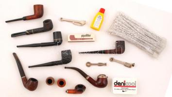 Pipakészlet: 7 db pipa, 2 db pipafej és egyéb kellékek