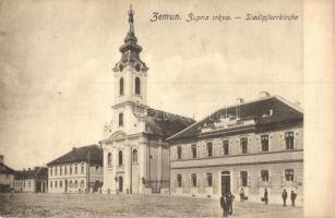 Zimony, Semlin, Zemun; Plébániatemplom, Népiskola / parish church, school