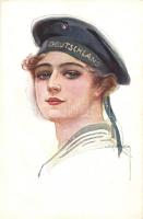 Kaiser Marine girl, German navy; P.F.B. 3892/6 s: Usabal, Tengerészlány, német császári haditengerészet, P.F.B. 3892/6 s: Usabal