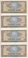 Románia 1956. 5L (9x) sorszámkövetők T:III szép papír
Romania 1956. 5 Lei (9x) sequential serials C...