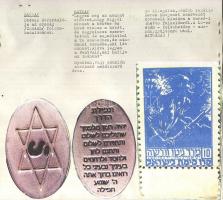 3 db levélzáró / cionista propagandabélyeg +  medál könyörgő imával