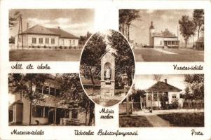 Balatonfenyves, Állami általános iskola, Vasutas-üdülő, Posta, Mateosz üdülő, Mária szobor