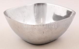 Alumínium dekorációs tál, karcolásokkal, 20x20x9 cm