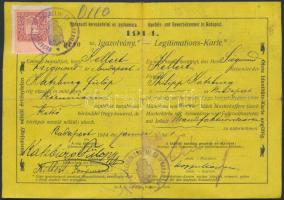 1914 Budapesti kereskedelmi és iparkamara igazolvány, okmánybélyeggel (2korona), 14x19cm