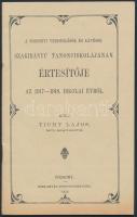 1918 A Pozsonyi Vendéglősök és Kávésok szakirányú tanonciskolájának értesítője az 1917-1918. iskolai évről. Közli Tichy Lajos. Pozsony, 24 p., 19x12 cm