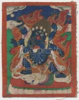Jelzés nélkül: Tibeti szentkép. Vegyes technika, vászon (sérült), 7,5×6 cm
