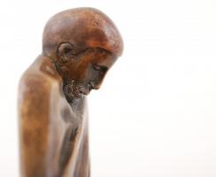 Melocco Miklós (1935-): Radnóti Miklós. Bronz, jelzett, márvány talapzaton, m:20 cm