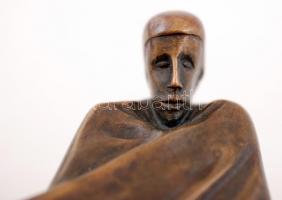 Melocco Miklós (1935-): Radnóti Miklós. Bronz, jelzett, márvány talapzaton, m:20 cm