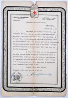 1943 A Magyar Vöröskereszt értesíti a hozzátartozót, hogy elhunyt Prohászka Károly és a koroszteni hősi temetőben eltemették. Kissé viseltes állapotban, 31x21cm