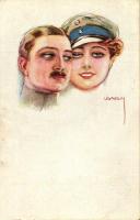 Italian art postcard, officer couple, P.F.B. No. 3964/5. s: Usabal (EK)