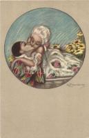 Pierrot, gently erotic Italian art postcard s: Adelina Zandrino