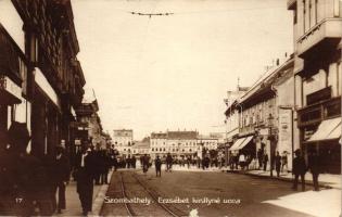 Szombathely, Erzsébet királyné utca, Excelsior Papíráru gyár, fogorvos, bútor raktár, Engelman üveg üzlete; kiadja Dukesz Jenő