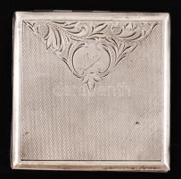 Négyzet alakú ezüst(Ag) púdertartó, fém betéttel, "Mici" felirattal, jelzett, nem záródik ...