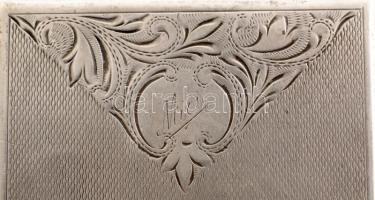 Négyzet alakú ezüst(Ag) púdertartó, fém betéttel, "Mici" felirattal, jelzett, nem záródik ...