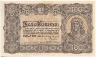 1923. 100K "Magyar Pénzjegynyomda Rt. Budapest" T:I- kis folt felül
