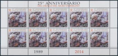25th anniversary of the fall of the Berlin Wall mini sheet, A Berlini fal leomlásának 25. évfordulója kisív