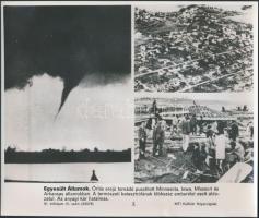 cca 1960-1970 Természeti csapások (árvíz, földrengés, tornádó), 5 db MTI fotó, különböző méretben