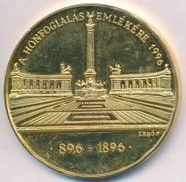 Lebó Ferenc (1960-) 1996. "A honfoglalás emlékére / Árpád Nagyfejedelem" aranyozott emlékérem (42,5mm) T:PP ujjlenyomatos