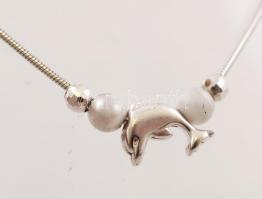 Ezüst(Ag) nyaklánc delfin díszítéssel, jelzett, h: 45 cm, br: 7,1 g