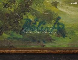 Bálint jelzéssel: Virágzó fák. Olaj, vászon (hibás), keretben, 15×20 cm