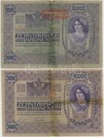 1918. 10.000K (2x) mindkettő "Deutschösterreich" felülbélyegzéssel, egyiknél mindkét oldal német, másiknál hátlap rajz T:restaurált