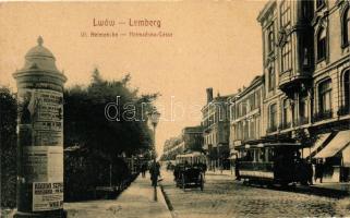 Lviv, Lwów, Lemberg; Helmanska Gasse / street, trams