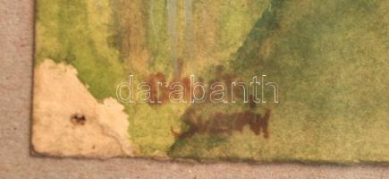 Bánáti jelzéssel: Templom torony. Akvarell, papír, üvegezett keretben, 17×24 cm