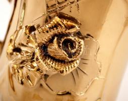 Aranymázas, rózsákkal díszített porcelán csészekészlet, 6 db, hibátlan,, m: 9,5 cm, d: 9 cm