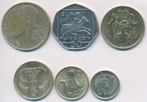 Ciprus 1994. 1c + 1996. 2c + 50c + 1998. 5c + 10c + 20c T:2 Cyprus 1994. 1 Cent + 1996. 2 Cents + 50 Cents + 1998. 5 Cents + 10 Cents + 20 Cents C:XF