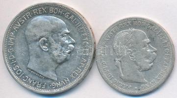 Ausztria 1900. 1K Ag "Ferenc József" + 1913. 2K Ag "Ferenc József" T:2,2-
Austr...