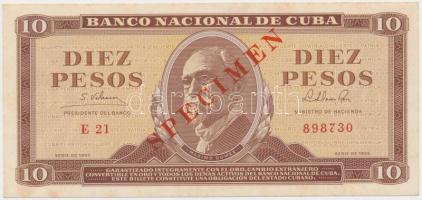 Kuba 1965. 10P "SPECIMEN" T:I- Cuba 1965. 10 Pesos "SPECIMEN" C:AU