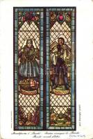 Debrecen, Hotel Angol Királynő, belső s: Haranghy Jenő - 4 db régi képeslap / 4 old postcards