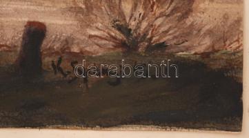 Spányi jelzéssel: Folyópart. Akvarell, papír, keretben, 19×27 cm