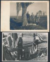 cca 1930 Vadászaton, 2 db fotó, 9x14 cm