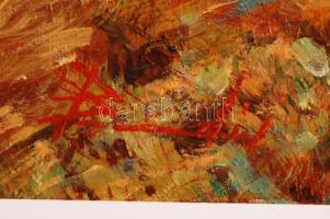 Olvashatatlan jelzéssel: Szénaboglyák. Olaj, farost, 20×25 cm