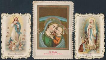 cca 1900 Csipkés szentképek apró hibával, 3db, cca  9x6cm és 11x7cm