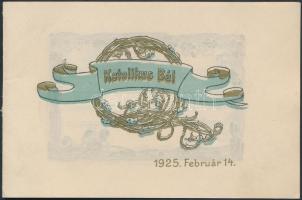 1925 Katolikus Bál táncrend, kinyithatós, 8x13cm