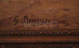 Brenner jelzéssel: Utca részlet. Olaj, karton, keretben, 60×50 cm